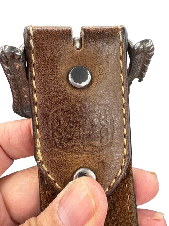 Vintage Southwestern Western Belt Braided Leather Engraved Buckle Boho Cowgirl main image 5